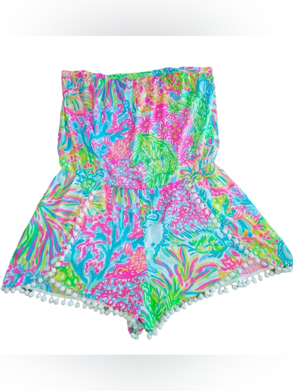 Lilly Pulitzer NWT Daisy Romper Seaspray Blue Lovers Coral Size S Unicorn 🦄 - Picture 4 of 16
